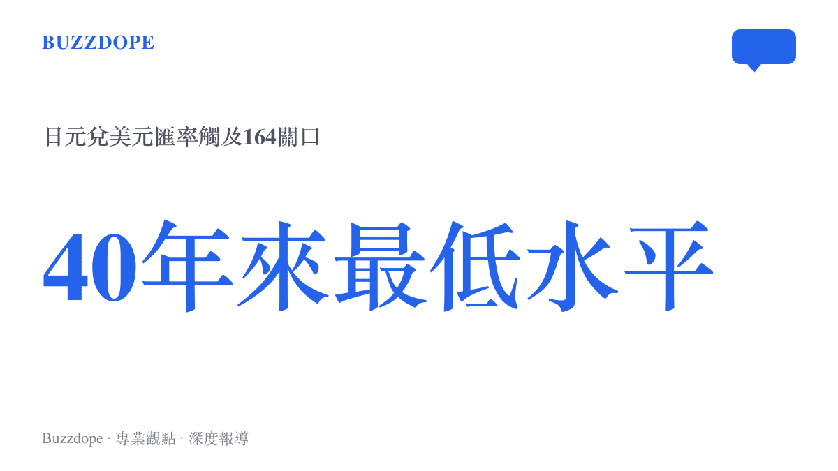 日元兌美元匯率跌至40年來最低水平的數據呈現
