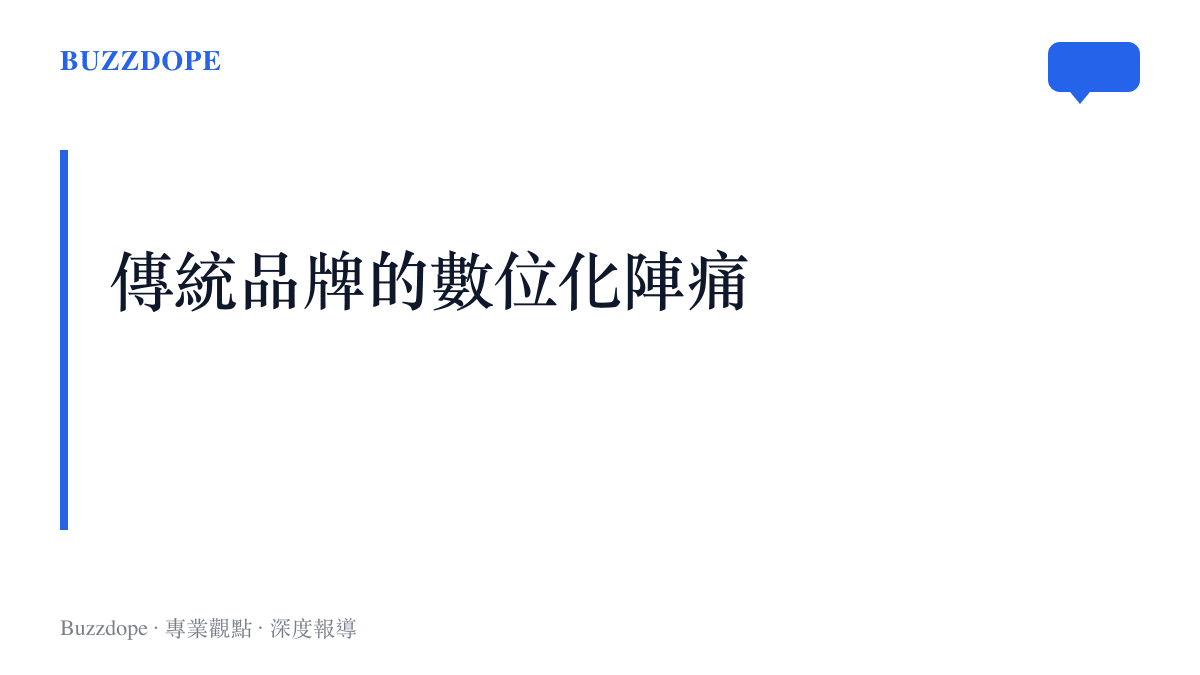 段落標題卡片點出傳統品牌在面對行銷數位化與線上客服危機時所遭遇的陣痛與斷層