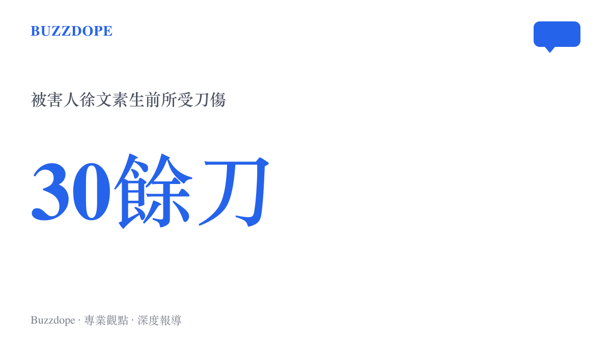 圖卡呈現被害人徐文素生前遭受三十餘刀的殘忍攻擊，凸顯案件作案手段極其惡劣的客觀事實。