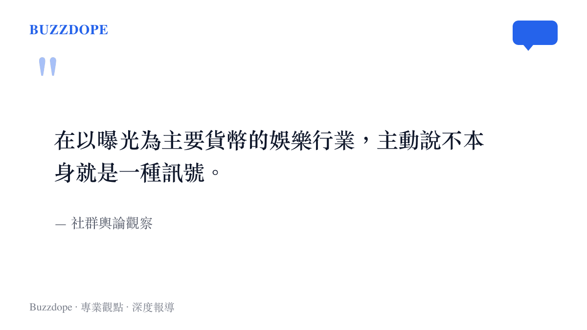 娛樂行業中主動拒絕曝光作為一種訊號的引言圖卡