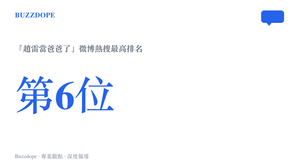 統計圖卡呈現趙雷當爸爸的話題登上微博熱搜第六位的排名