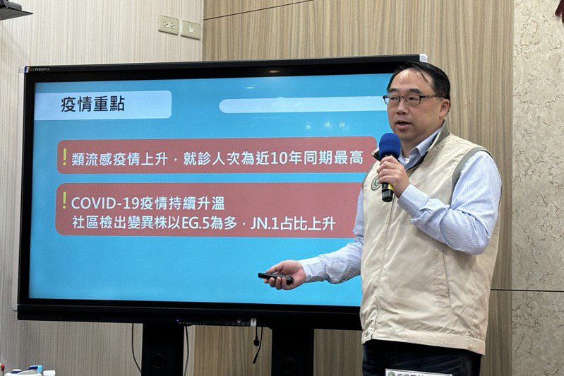 疾管署疫情中心主任郭宏偉說明，新冠疫情狀況。記者李青縈／攝影