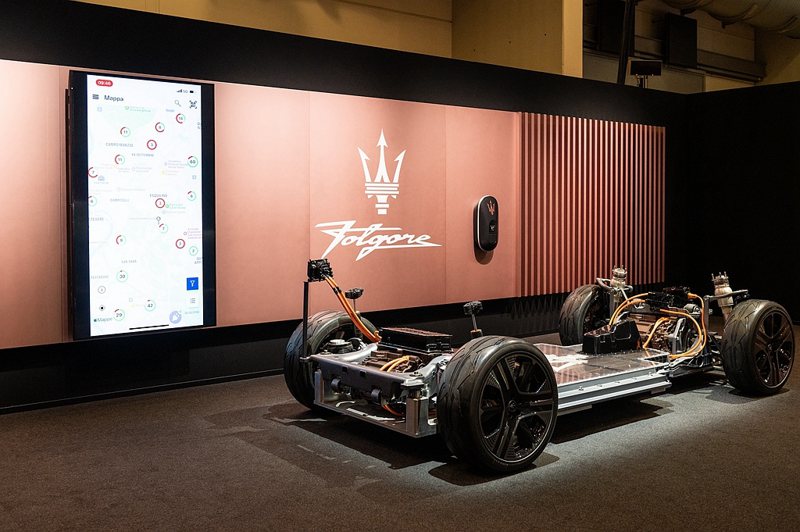 Maserati Folgore Day展示區「Folgore純電技術與未來移動」。 圖／Maserati提供