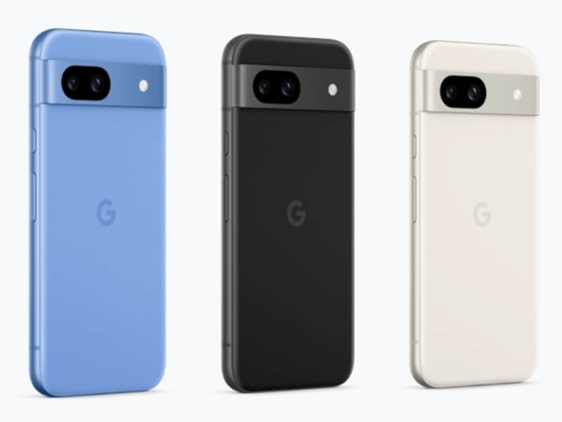 Google最新AI輕旗艦手機Pixel 8a在台灣推出曜石黑、陶瓷米與海灣藍3款顏色。（圖取自Google網頁store.google.com）