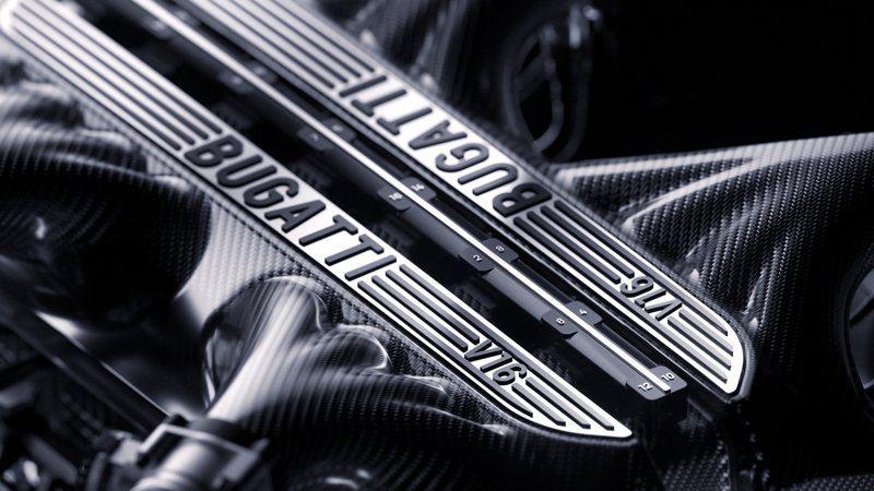 Bugatti全新開發的V16自然進氣引擎。 圖/Bugatti