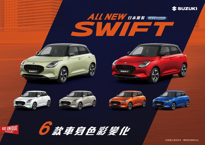 全新Suzuki Swift規格表。 圖／台灣Suzuki提供