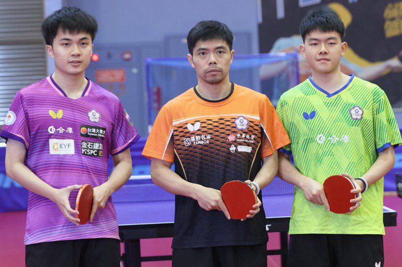 巴黎奧運我國桌球男團由林昀儒（左起）、莊智淵、高承睿組成。 本報資料照