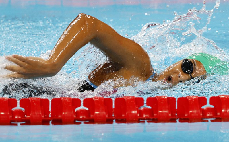 首位代表沙烏地阿拉伯出賽奧運女子遊泳項目的選手阿萊依德。 歐新社