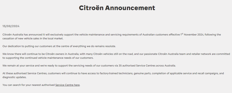 Citroën將退出澳洲市場。 圖／截自Citroën Australia官網