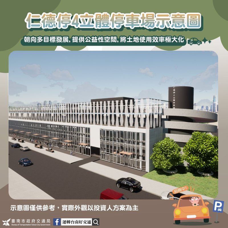 仁德停4立體停車場示意圖。圖／台南市交通局提供