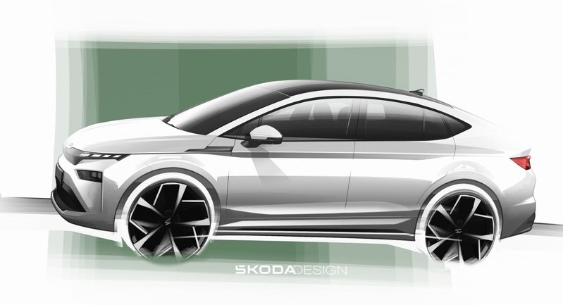 小改款Škoda Enyaq設計草圖。 摘自Škoda