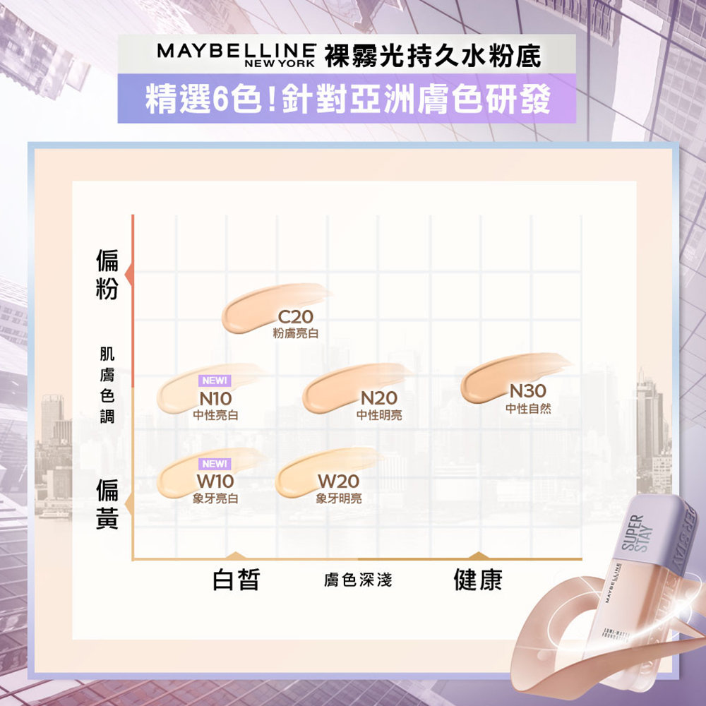 【MAYBELLINE 媚比琳】2024年超熱銷#小方胖粉底 新色上市！ 給你時刻高光的輕盈無瑕珍珠裸霧肌！ 媚比琳超強底妝家族再添新成員『淚溝小熨鬥』、 『搖搖定妝膠』 底妝無瑕更持久！ 同場加映 冠軍睫毛膏飛天翹！絕美新色再+1 #暮日雲  化身酷跩小姐姐！特別搭配人氣插畫家 餃貓FAMILY 推出限量 刷具睫毛夾滿額贈！ /