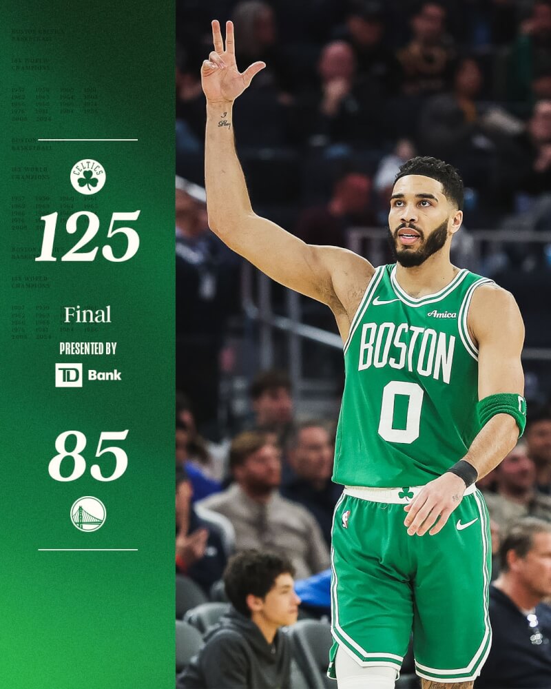 NBA波士頓塞爾蒂克球員塔特姆。（圖取自x.com/celtics）