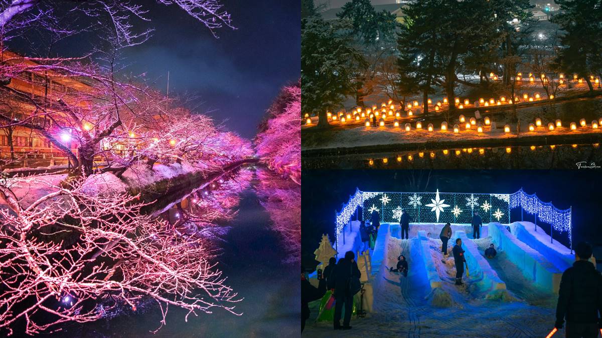 一生必看一次！夜訪百年古城「雪燈籠祭」，絕美映雪「冬之櫻」綿延兩岸