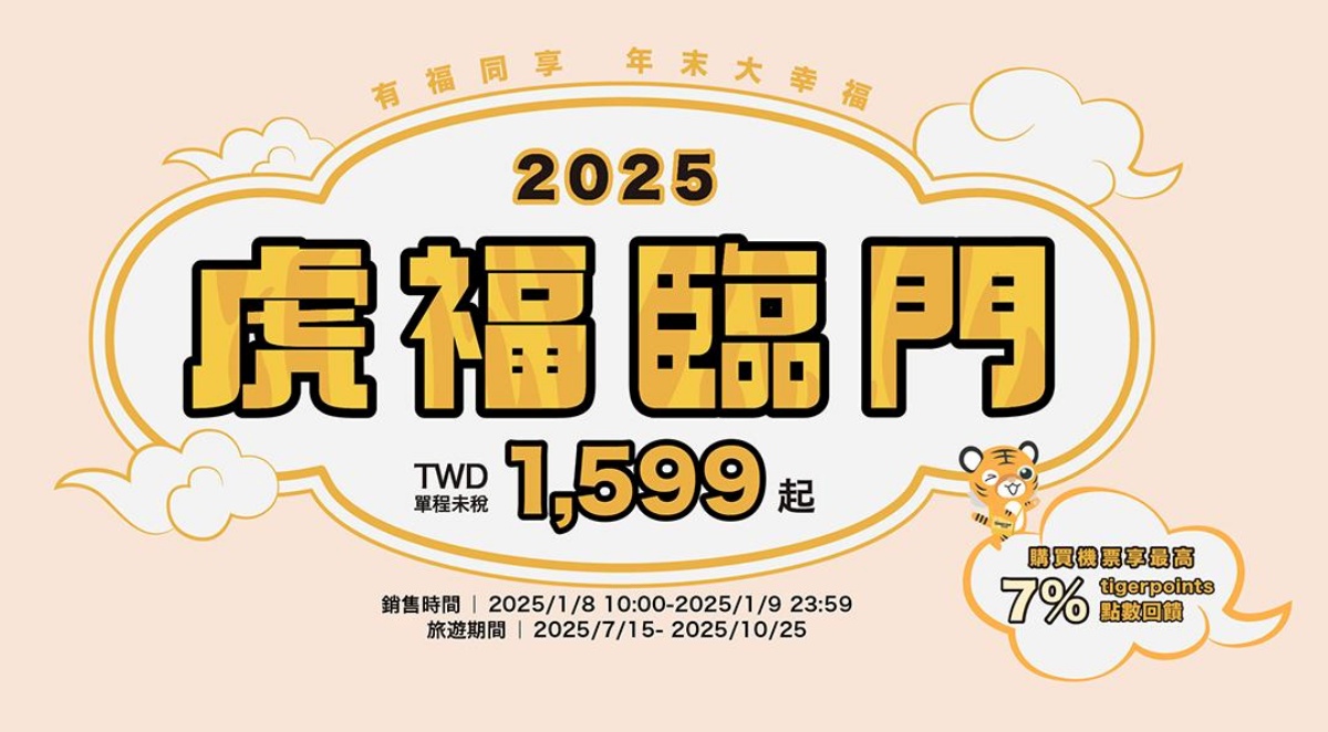 日本機票1599元起！虎航福袋機票「這時間」開搶，加碼日本賞櫻機票開賣