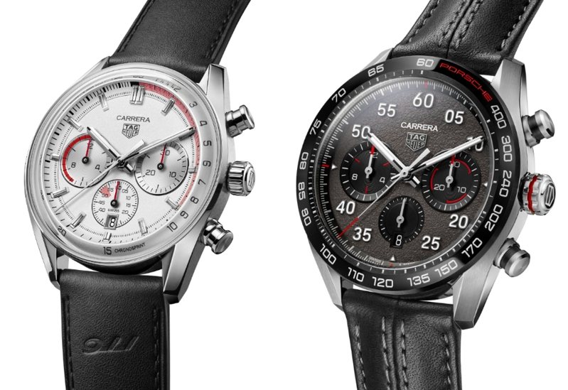 左：TAG Heuer Carrera Chronosprint x Porsche 計時腕錶精鋼款，參考編號：CBS2011.FC6529，建議售價：NT302,900
右：TAG Heuer Carrera Chronograph x Porsche 計時腕錶特別版，參考編號：CBN2A1F.FC6492，建議售價：NT223,800 圖／TAG Heuer 泰格豪雅提供