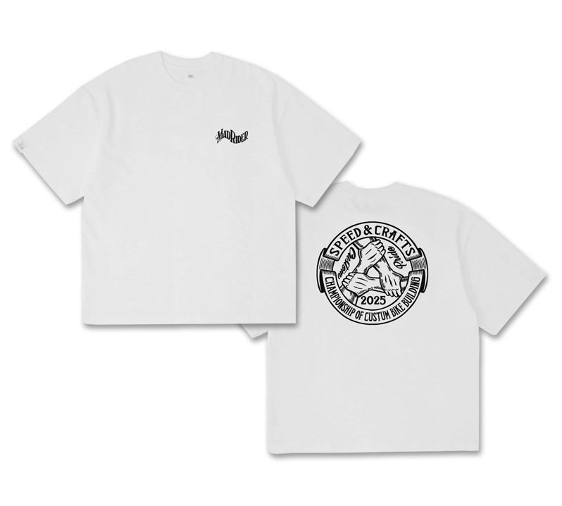 【新聞照片4】第二屆 限量「MADRIDER x Speed  Crafts」聯名 T-Shirt_白。 圖／Rough Crafts提供