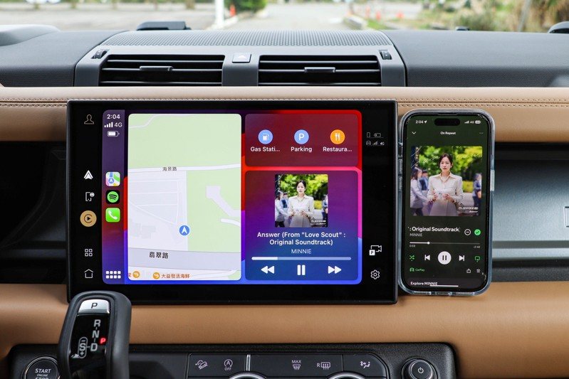 25.5年式JLR Defender 110 D300 X-Dynamic HSE支援無線Apple CarPlay。 記者黃俐嘉／攝影